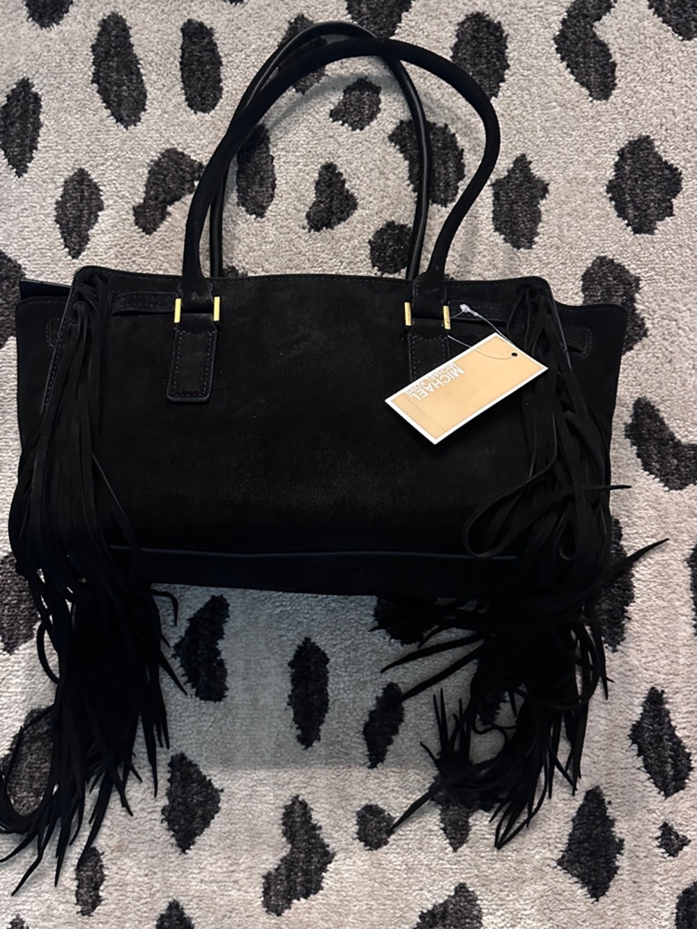 NEW MICHAEL KORS
Hamilton Moderne Small Fringed Suede Satchel BLACK - Picture 6 of 6